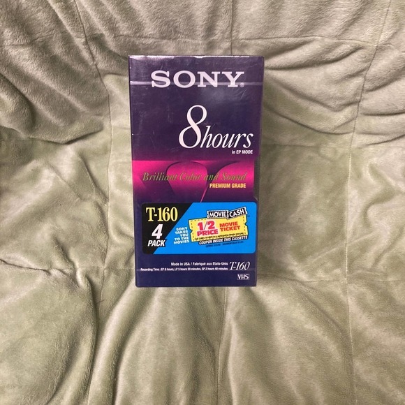 SONY 4 Pack VHS Tapes Blank Premium Grade T-160VE 8 HR VCR Video Cassette Sealed - Picture 1 of 3